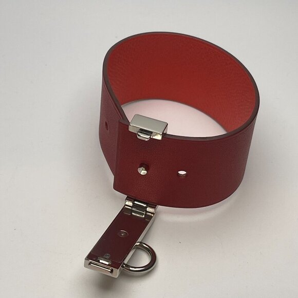 Hermès Authentic Illusion Red Leather Bracelet w/ Palladium Plating - Preowned - Picture 7 of 12